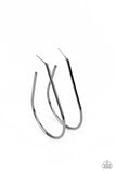 "City Curves" Black Metal Sleek Elongated Hoop Earrings