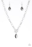 "Club Sparkle" Silver Metal & Marquise Cut Hematite Toggle Necklace Set