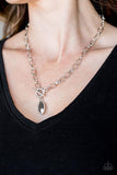 "Club Sparkle" Silver Metal & Marquise Cut Hematite Toggle Necklace Set