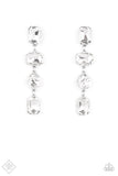 "Cosmic Heiress" Silver Metal & Multi Shape White/Clear Rhinestone Earrings