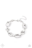 "Cosmic Treasure Chest" Silver Metal & White/Clear Rhinestone Clasp Bracelet