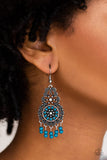 " Courageously Congo " Silver Metal & Blue Beaded Dangle Earrings