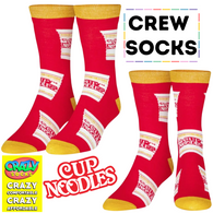 CUP NOODLES Foods Officially Licensed Crew Length Unisex 1 Pair of Socks Sizes 9-10