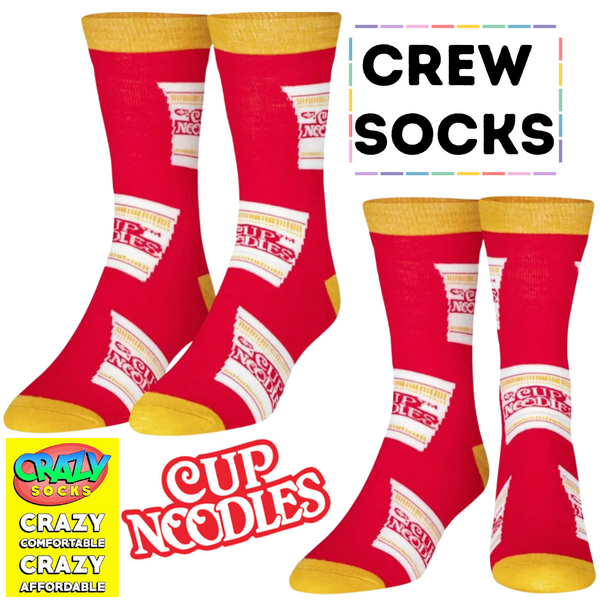 CUP NOODLES Foods Officially Licensed Crew Length Unisex 1 Pair of Socks Sizes 9-10