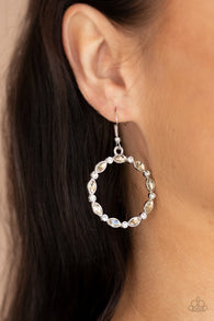 Paparazzi " Crystal Circlets " Silver Metal & Champagne/Clear Rhinestone Hoop Earrings