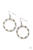 Paparazzi " Crystal Circlets " Silver Metal & Champagne/Clear Rhinestone Hoop Earrings