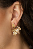 Paparazzi " Deco Dynamite " Gold Metal Clear & Golden Rhinestone Ear Jacket Earrings