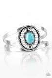 "Deep in the Tumbleweeds" Silver Metal Blue Crackle Turquoise Cuff Bracelet