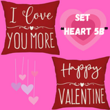 18X18 Sets of 2 Valentine's Day Throw Pillow Covers (*No Inserts) Canvas Feel Set Heart 5A or 5B