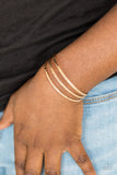 Paparazzi " Eastern Empire " Gold Metal Triple Row Textured Cuff Bracelet