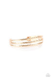 Paparazzi " Eastern Empire " Gold Metal Triple Row Textured Cuff Bracelet