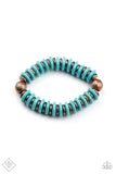 Paparazzi "Eco Excellence" Blue Turquoise Crackle Stone & Copper Beaded Stretch Bracelet