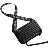 Hardshell Light Weight Suitcase Design, Striped Pattern, Double Zippered Crossbody/Shoulder Bag