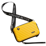 Hardshell Light Weight Suitcase Design, Striped Pattern, Double Zippered Crossbody/Shoulder Bag