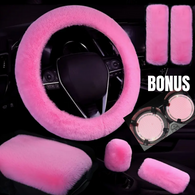 PINK- 6 Piece Extra Plush Car Accessories Set with ****BONUS Car Coaster Set in Pink****