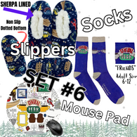 SET #6 "F*R*I*E*N*D*S COLLECTION" - INCLUDING THEMED MOUSE PAD, SLIPPERS & SOCKS