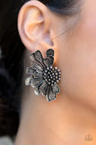 "Farmstead Meadow" Silver Metal & Large Half Flower Floral Earrings