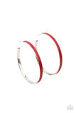 Paparazzi " Fearless Flavor " Silver Metal & Red Hoop Earrings