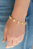 "First in Fashion Show" Gold Metal Iridescent Champaign Rhinestone Clasp Bracelet