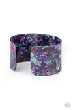 "Freestyle Fashion" Purple Acrylic & Multi Color Confetti Cuff Bracelet