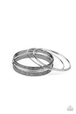 Paparazzi " Full Circle " Silver & Gunmetal Mixed Textured Bangles Set of 7