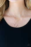 "Glow by Heart" Rose Gold White/Clear Rhinestone Open Heart Necklace Set