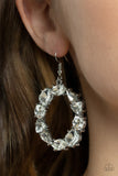 "Glowing in Circles" Silver Metal & White/Clear Rhinestone Hoop Earrings