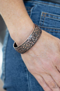 Paparazzi " Garden Tropic " Antiqued Copper Metal Vines & Floral Cuff Bracelet