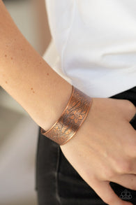 " Garden Varity " Antiqued Finish Copper Metal Vines & Floral Cuff Bracelet