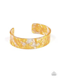 "Glaze Daze" Yellow Iridescent Speckled Shimmer Acrylic Cuff Bracelet