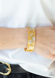 "Glaze Daze" Yellow Iridescent Speckled Shimmer Acrylic Cuff Bracelet