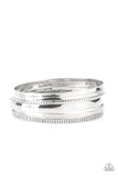 Paparazzi " Gliding Gleam " Silver Metal Multi Size Bangle Bracelets Set of 6