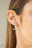 "Glowing Glimmer" Gold Metal Rhinestone Teardrop & Curve Bar Ear Jacket Earrings