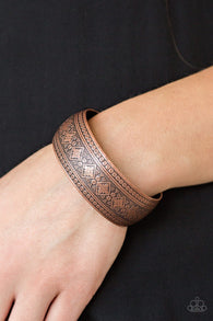 "Gorgeously Gypsy" Copper Metal Whimsical Floral Patterned Cuff Bracelet