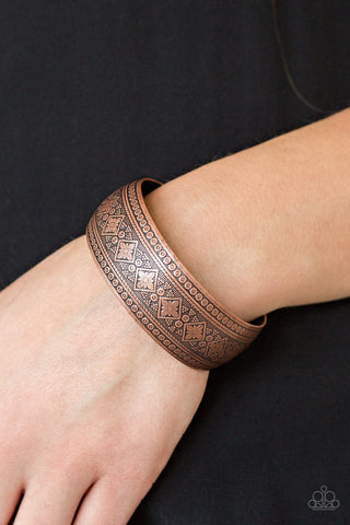 "Gorgeously Gypsy" Copper Metal Whimsical Floral Patterned Cuff Bracelet