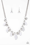 " Grand Canyon Grotto " Silver Chain White Whimsical Fringe Stone Necklace Set