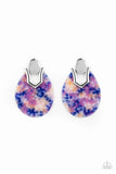 Paparazzi " Haute Flash " Silver Metal & Blue Watercolored Acrylic Drop Post Earrings