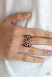 Paparazzi " Haute Havana " Copper Metal Multi Flower Floral Elastic Back Ring