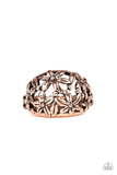 Paparazzi " Haute Havana " Copper Metal Multi Flower Floral Elastic Back Ring