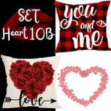 18X18 Sets of 2 Valentine's Day Throw Pillows Covers (*No Inserts) Canvas Feel Set Heart 10A or 10B