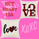 18X18 Sets of 2 Valentine's Day Throw Pillow Covers (*No Inserts) Canvas Feel Set Heart 13A or 13B