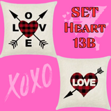 18X18 Sets of 2 Valentine's Day Throw Pillow Covers (*No Inserts) Canvas Feel Set Heart 13A or 13B