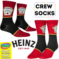 HEINZ Ketchup Officially Licensed Crew Length Unisex 1 Pair of Socks Sizes 9-10