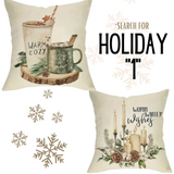 Set of 2 Holiday Throw Pillow Covers (*No Inserts) Polyester Canvas Feel 18X18