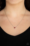 "Heartbeat Bling" Silver Red Rhinestone Solitaire Heart Necklace Set