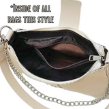 Baguette Handbag BLACK/WHITE Plaid Frayed Edge Design Double Strap Chain/Buckle Detail Decor Stitch