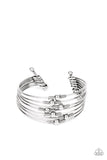 "Industrial Intricacies" Silver Metal Multi Layered Accented Cuff Bracelet