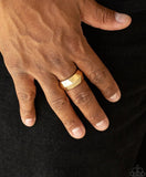 " Industrial Mechanic " Men's Gold Metal Geometric Shaped Band Elastic Ring