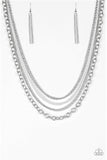 "Intensely Industrial" Silver Metal & White Metal Multi Layer Necklace Set