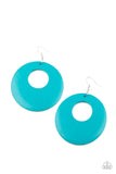 "Island Hop" Large Hoop Like Blue Wood Dangle Earrings